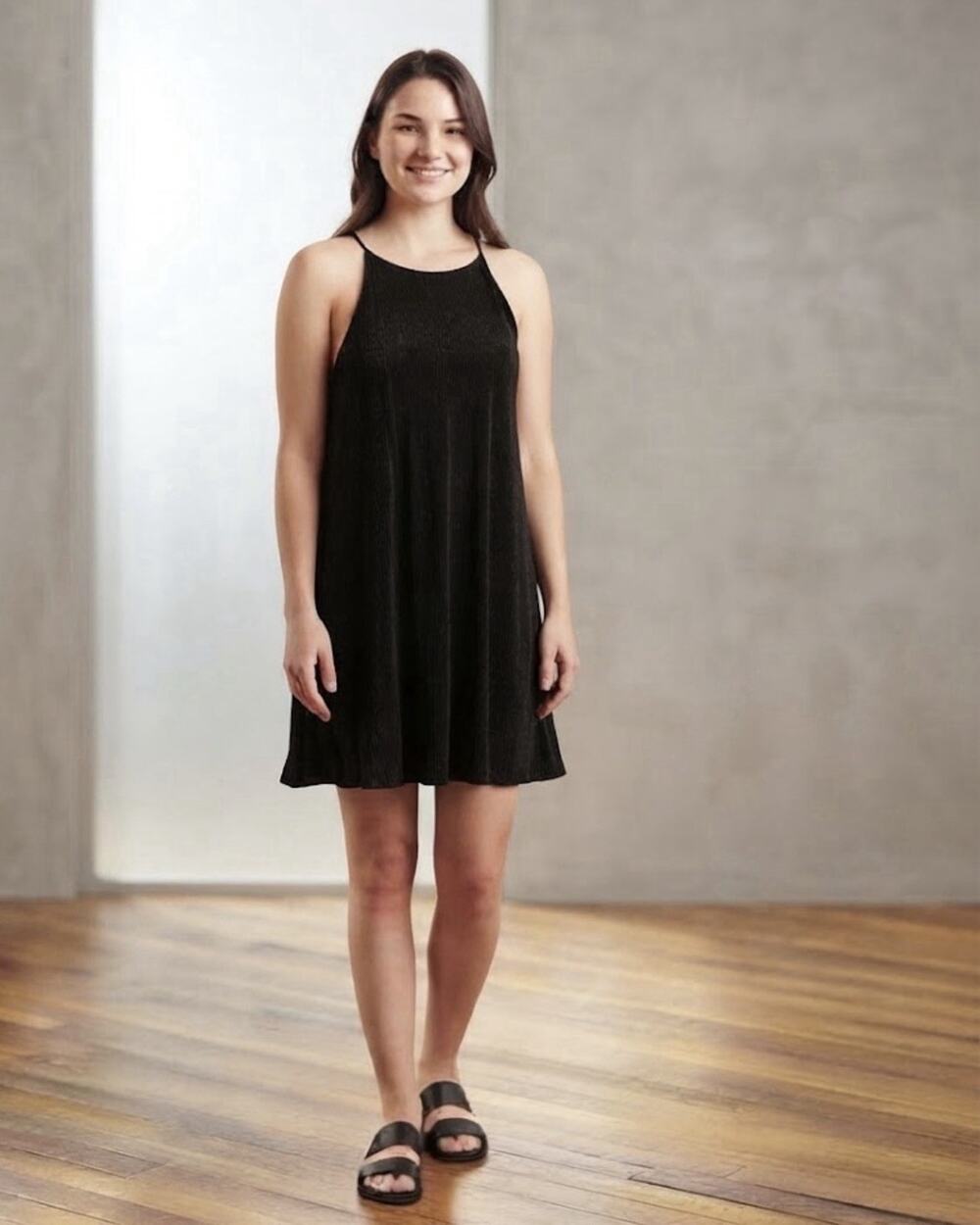 No Boundaries Women’s Black Flowy, Lined Dress Size L (12-14) Boho, EUC